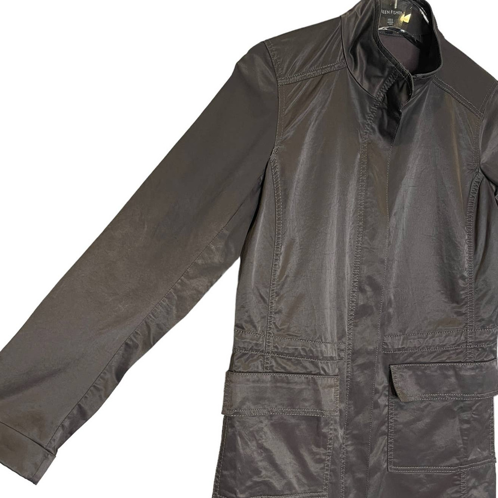 Eileen Fisher Satin Sheen Trench Coat size xsmall - Picture 6 of 8